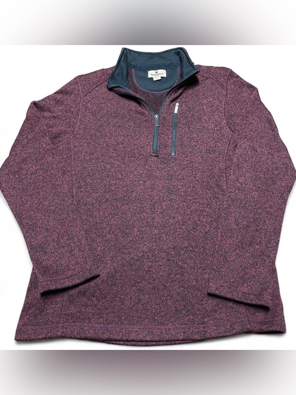 Woolrich Sweater Mens L Red Quarter Zip Mock‎ Neck Knit Pullover Hiking Outdoors